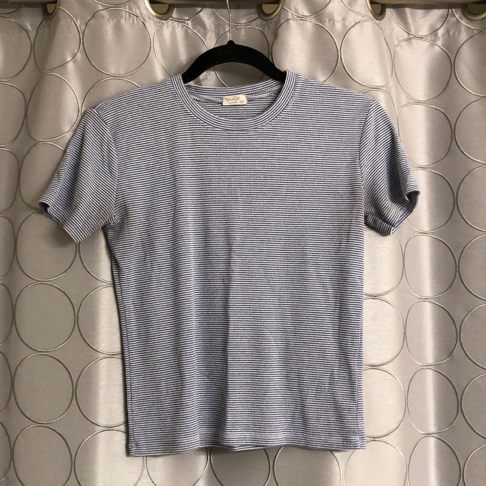 Brandy Melville John Galt white and blue striped tee